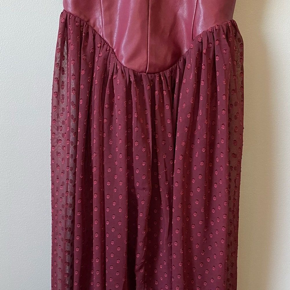 Free People Bedhead Ballerina burgundy red Jacquard a-line dress - Picture 4 of 11